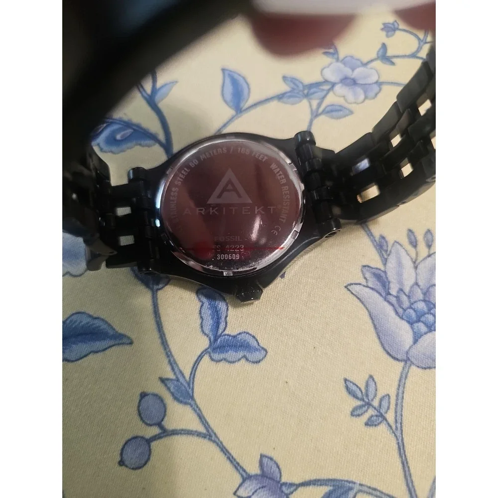 Large Fossil Arkitekt FS-4223 Men's Black Bracelet Watch Needs Battery